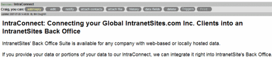 This is the top of an actual intermail. In this case, an Intramail is also a web page on this site!